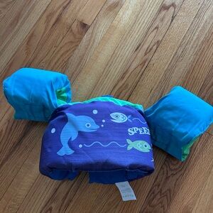 Speedo Blue and Teal Dolphin Swim Vest with Arm Floaties